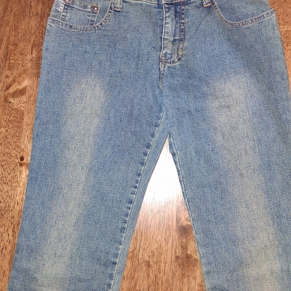 Max Studio Flare Strech Suede side laced Blue Jeans Y2K Size 8 - Picture 2 of 8